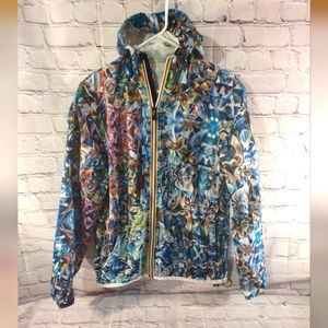 K-WAY Le Vrai 3.0 Raincoat Breaker Hooded Grafitti Zip Jacket M